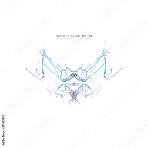 circuit board digital chipset electronic technology computer  lines engineering processor flat copy space vector illustration