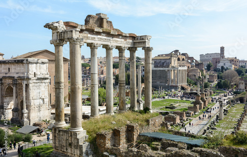 The best view of the ancient Roman Forum from the observation deck of Capitol Hill. The observation deck is located behind the Capitol building.