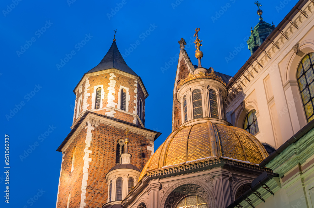 Wawel cathedral and Sigismund chapel famous for its golden roof, Krakow, Poland