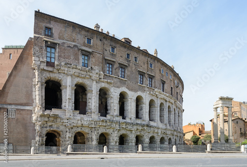 The base of the temple is Bellona, the ancient Roman goddess of war. Near three columns and the church of San Nicola in Carcher. Rome