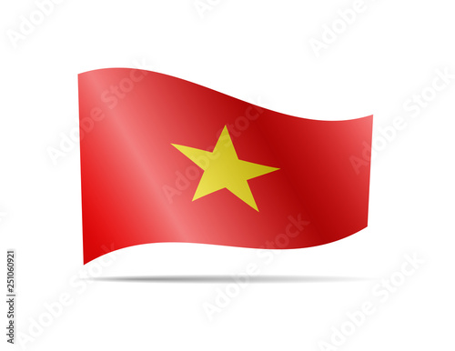 Waving Vietnam flag in the wind. Flag on white background vector illustration