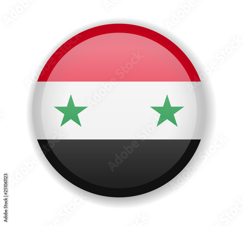 Syria flag round bright icon vector Illustration
