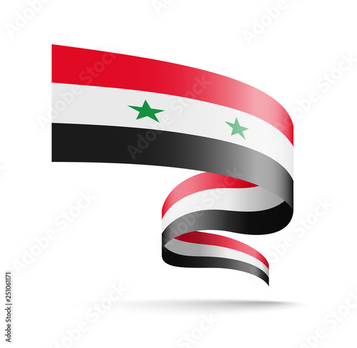 Syria flag in the form of wave ribbon vector illustration on white background.