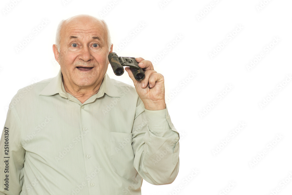 Cheerful grandpa at the studio Cheerful grandpa at the studio
