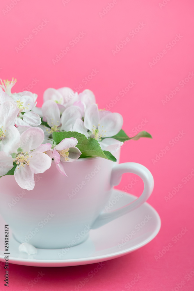 White spring apple tree blooming flowers in a cup White spring apple tree blooming flowers in a cup