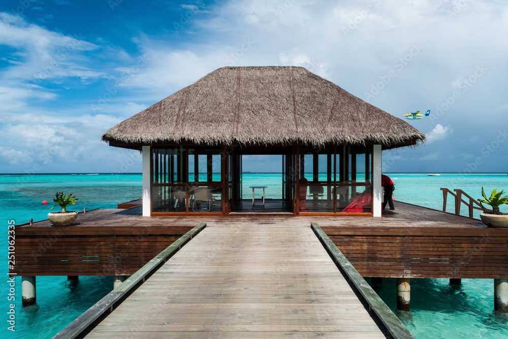 Water villas, alojamiento típico de las vacaciones en Islas Maldvas, Océano indico 