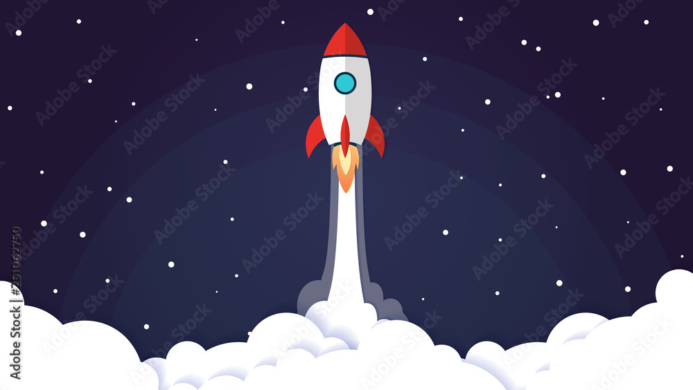 Vector illustration concept rocket launch. can be used for landing pages, templates, UI, web, mobile applications, posters, banners, leaflets