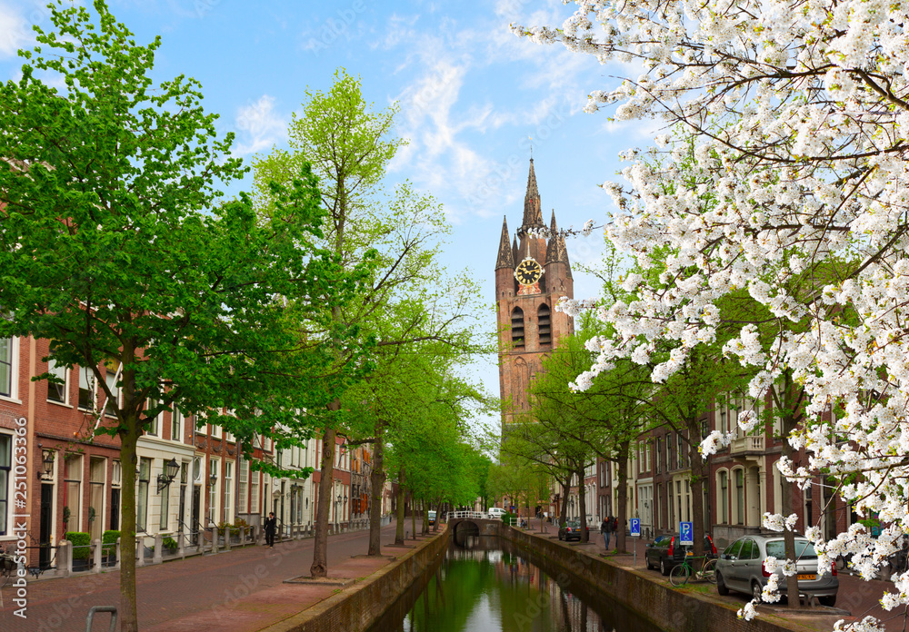 Fototapeta premium old town of Delft in spring, Holland