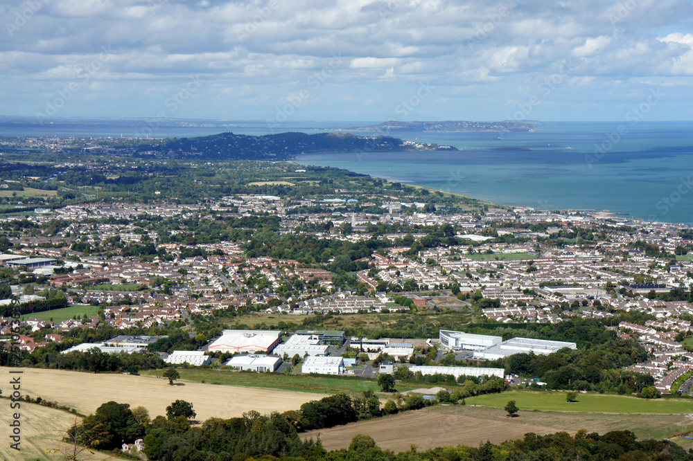 Panoramic view of the city of Bray.View from the Little Sugar Loaf Mountain.