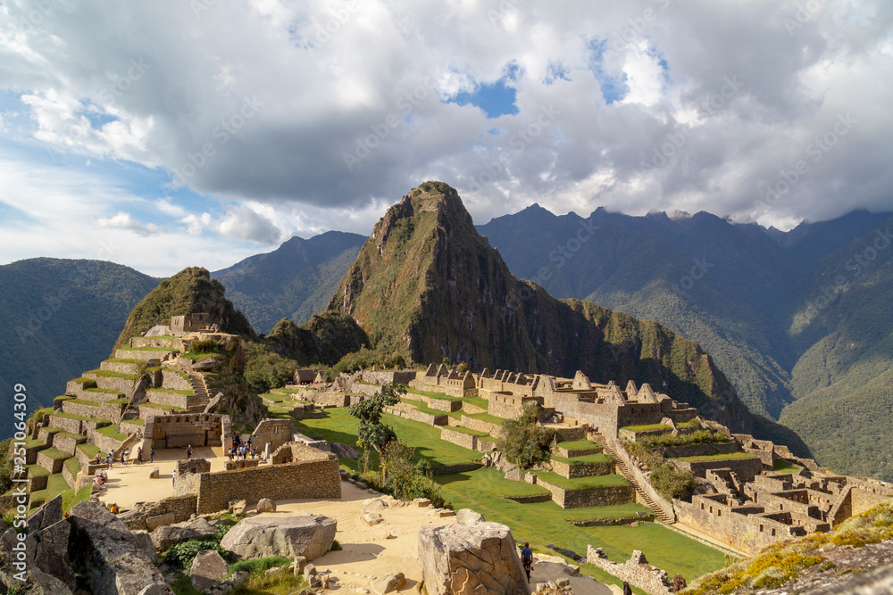 Machu Picchu in Peru , Detail shot of the Inca ruins Machu Picchu in Peru , Detail shot of the Inca ruins