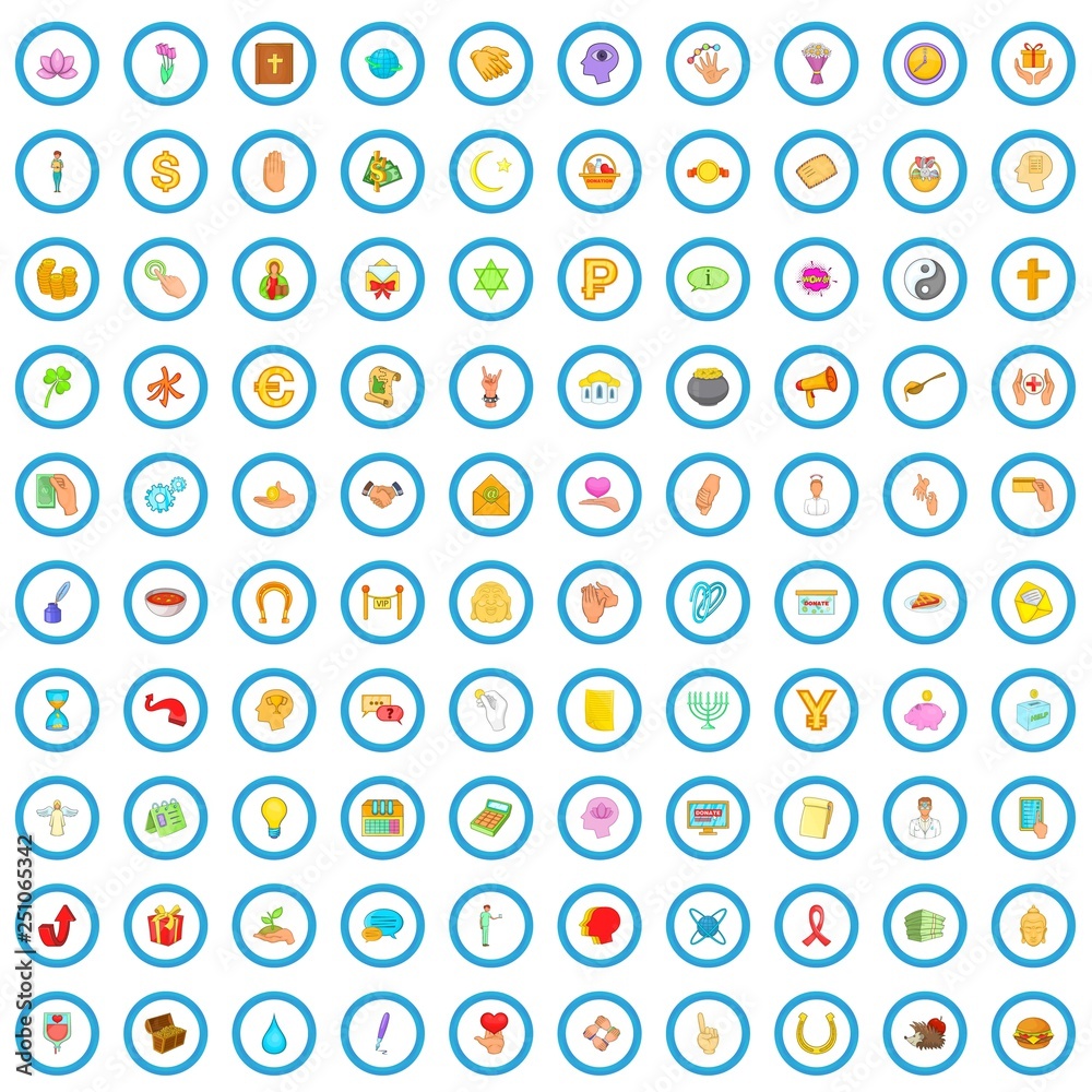 100 charity icons set in cartoon style for any design vector illustration 100 charity icons set in cartoon style for any design vector illustration