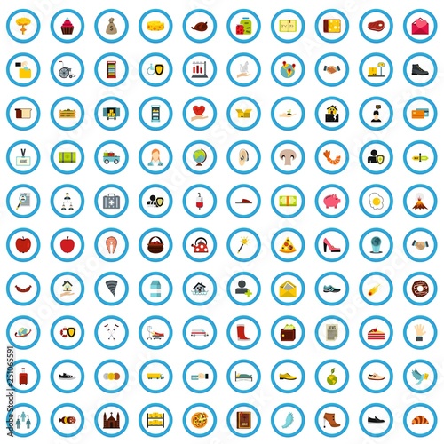 100 charity icons set in flat style for any design vector illustration