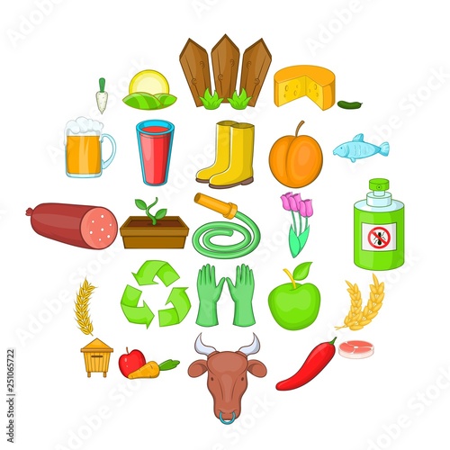 Slaughterhouse icons set. Cartoon set of 25 slaughterhouse icons for web isolated on white background