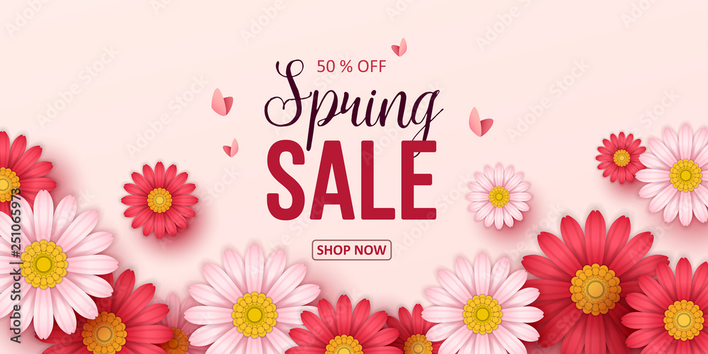 Spring sale background with beautiful flowers. Vector illustration Spring sale background with beautiful flowers. Vector illustration