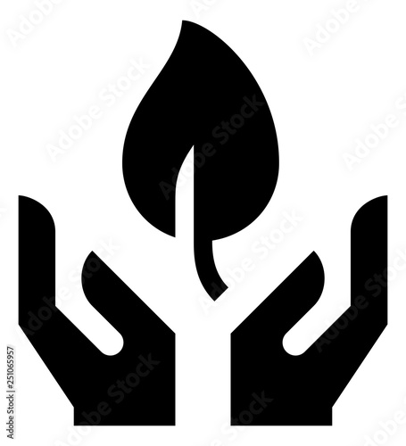 Hands Holding Leaf Vector Icon