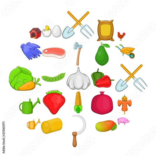 Butchery icons set. Cartoon set of 25 butchery icons for web isolated on white background