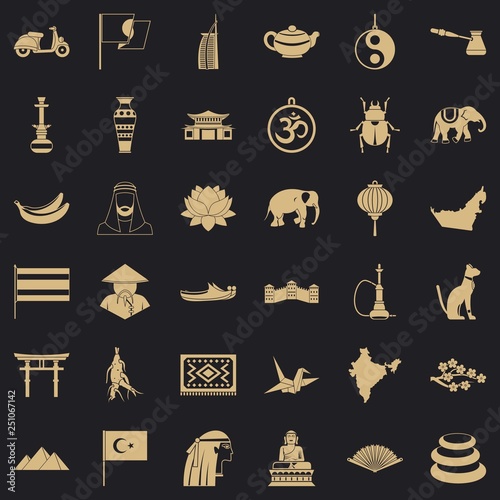 Asia icons set. Simple style of 36 asia vector icons for web for any design