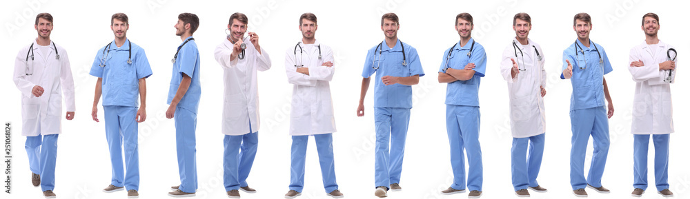 panoramic collage group of medical doctors . isolated on white panoramic collage group of medical doctors . isolated on white