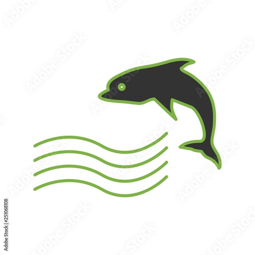 Vector Swimming Dolphin Icon