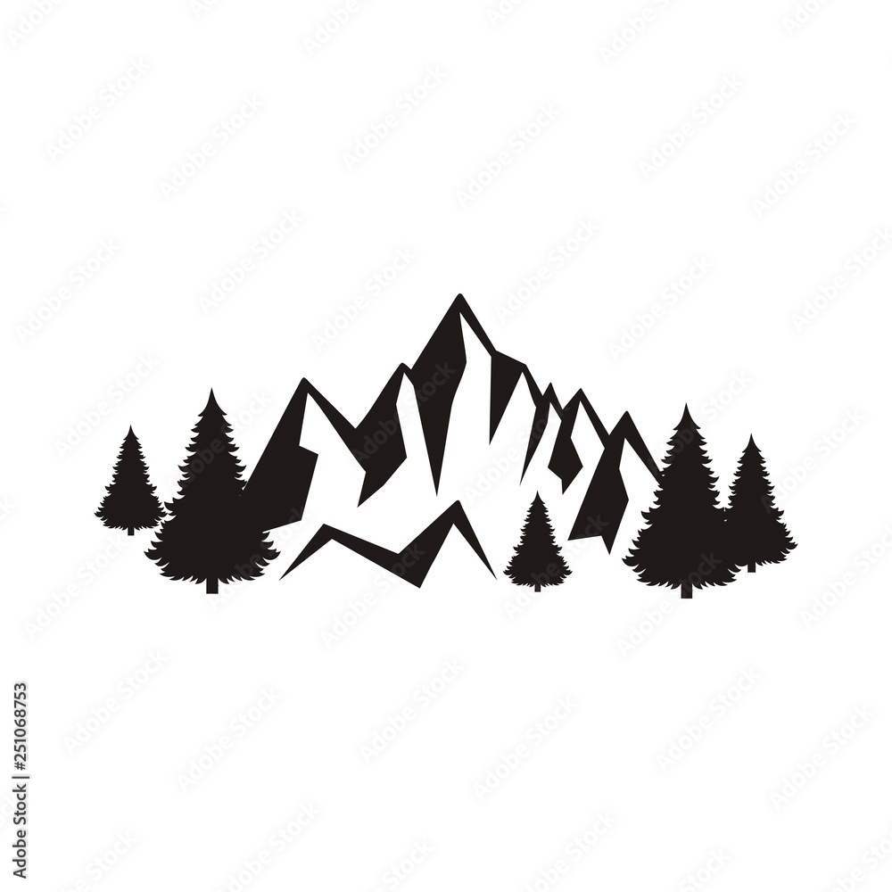 Fototapeta premium Silhouette of forest and mountains