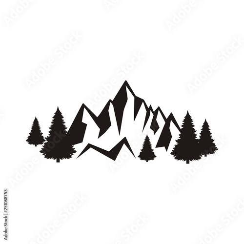 Silhouette of forest and mountains