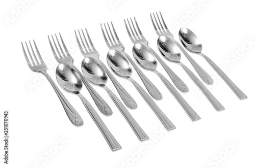 Metal cutlery isolated on white