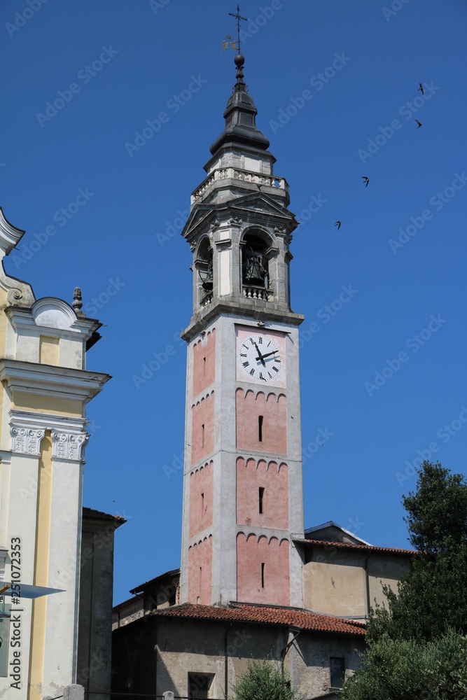 Fototapeta premium Belltower at piazza s. graziano in Arona, Italy