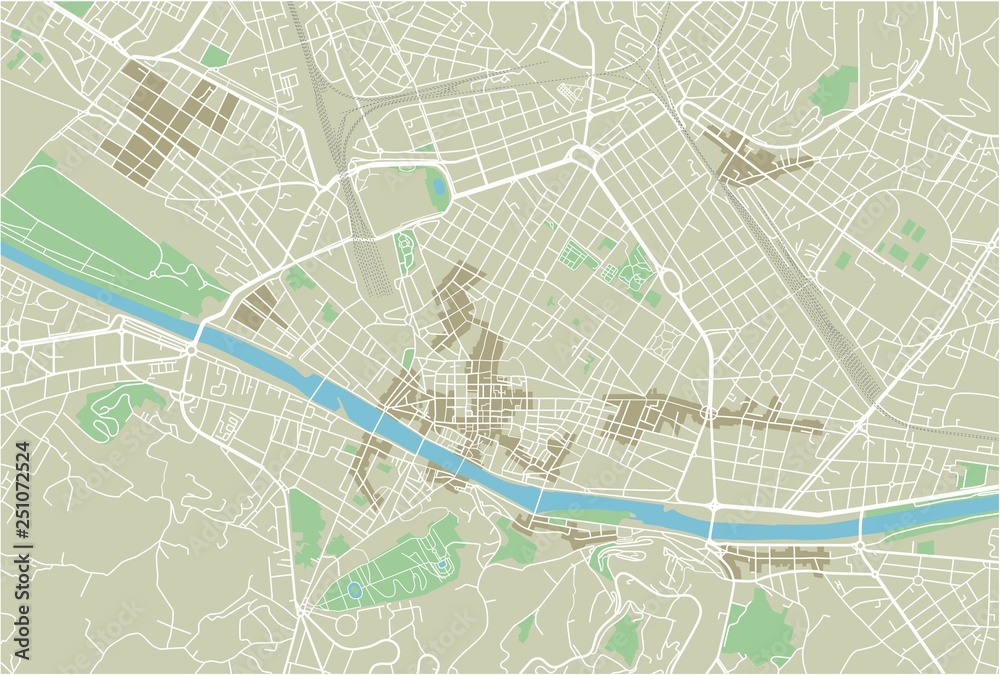Vector city map of Florence with well organized separated layers.