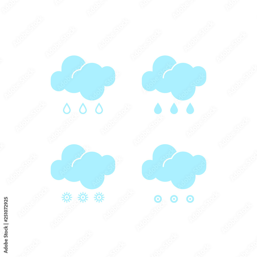 Basic set of essential weather fall-out icons in vector to show the forecast and the current climate outside during the daytime for applications, widgets, and other meteorological designs.