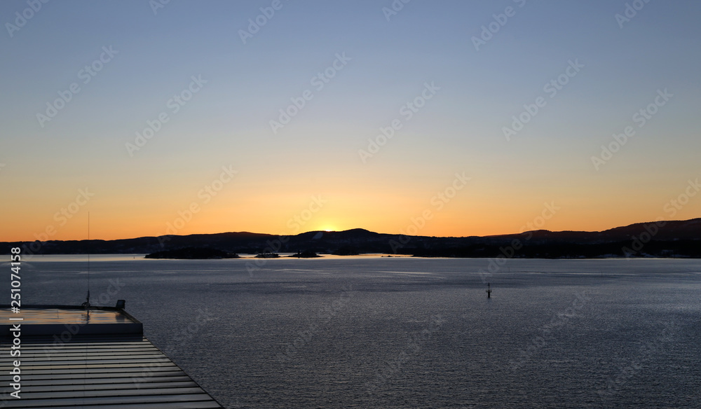 Oslo fjord at sunset
