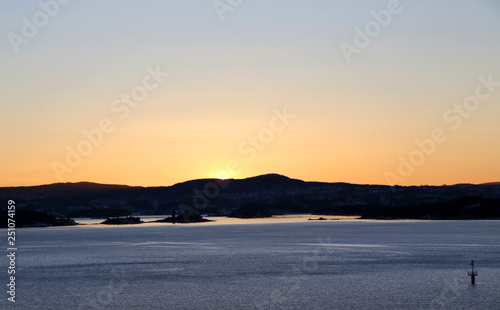 Oslo fjord at sunset