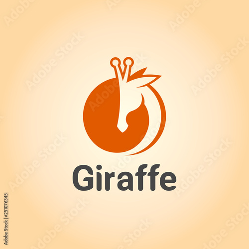 Giraffe head icon in negative space style