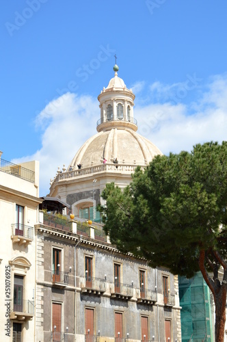 White dome of a church in Catania, Sicily, Italy