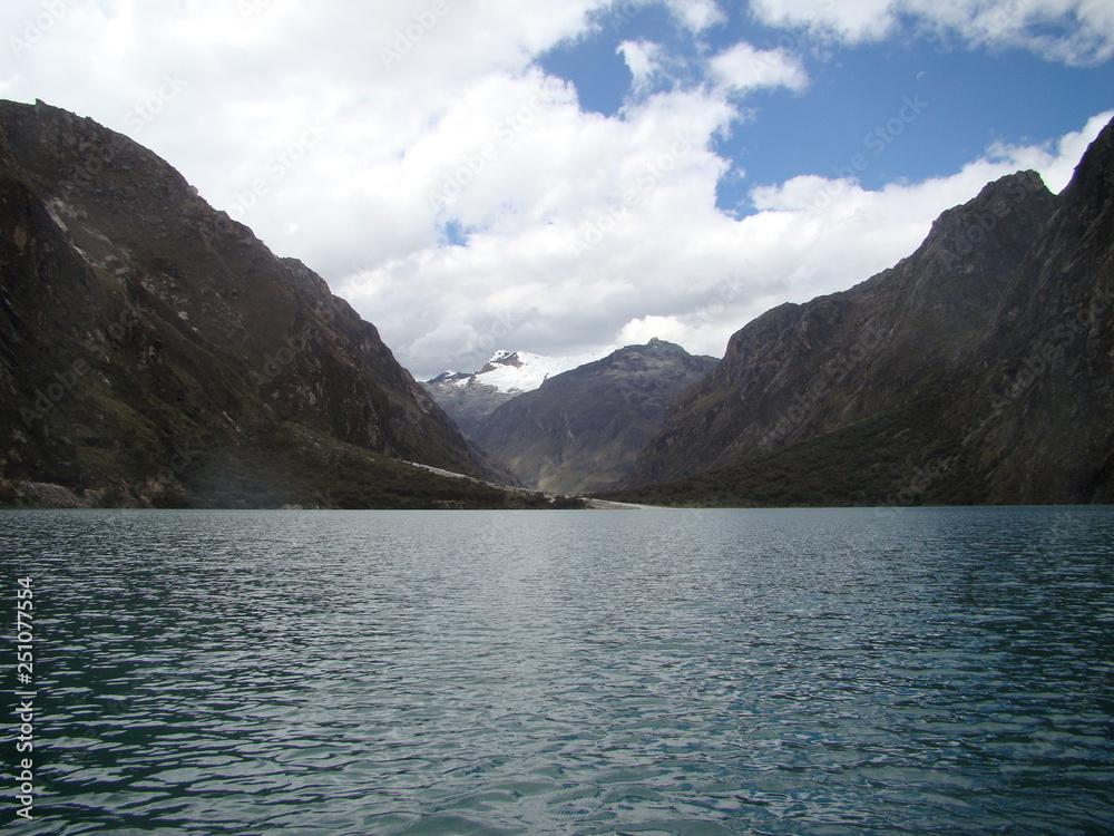 Snowy mountains with lake, Andes mountains, Peru