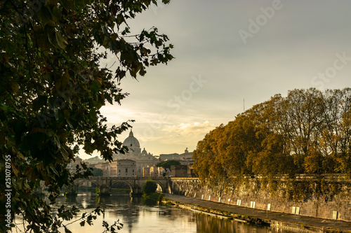The Papal Basilica of St. Peter (Basilica Papale di San Pietro in Vaticano) or St. Peter's Basilica, an Italian Renaissance church in Vatican City, west of River Tiber in Rome, Italy