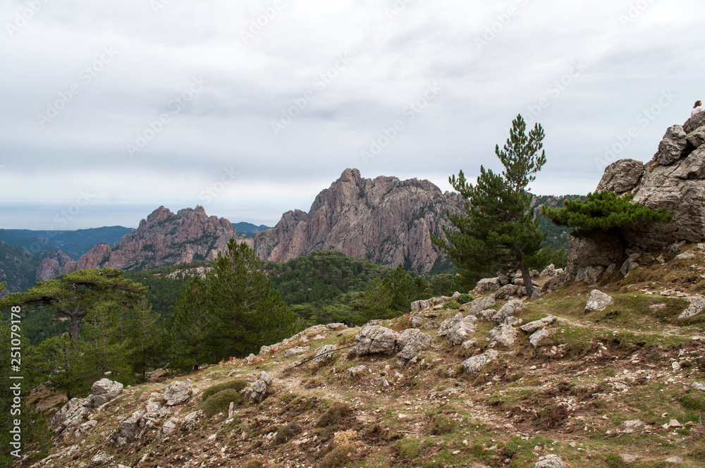 High mountains in the area called Bavella on the island of Corsica High mountains in the area called Bavella on the island of Corsica