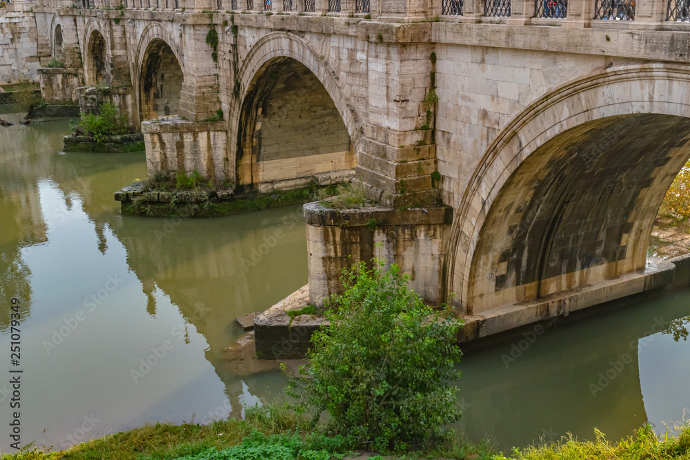 Ponte Sant'Angelo, once the Aelian Bridge or Pons Aelius, meaning the Bridge of Hadrian, is a Roman pedestrain bridge in Vatican City, Rome which spans the Tiber River