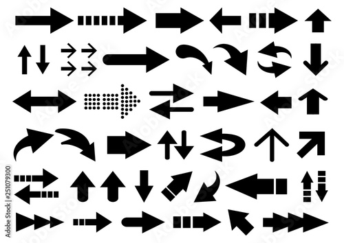 Vector set of arrow shapes isolated on white.