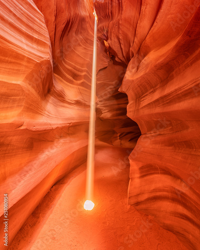 sunlight beam in the famous Antelope Canyon, Arizona, USA
