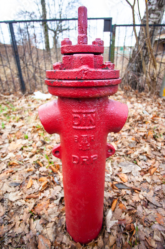 old red fire hydrant close up