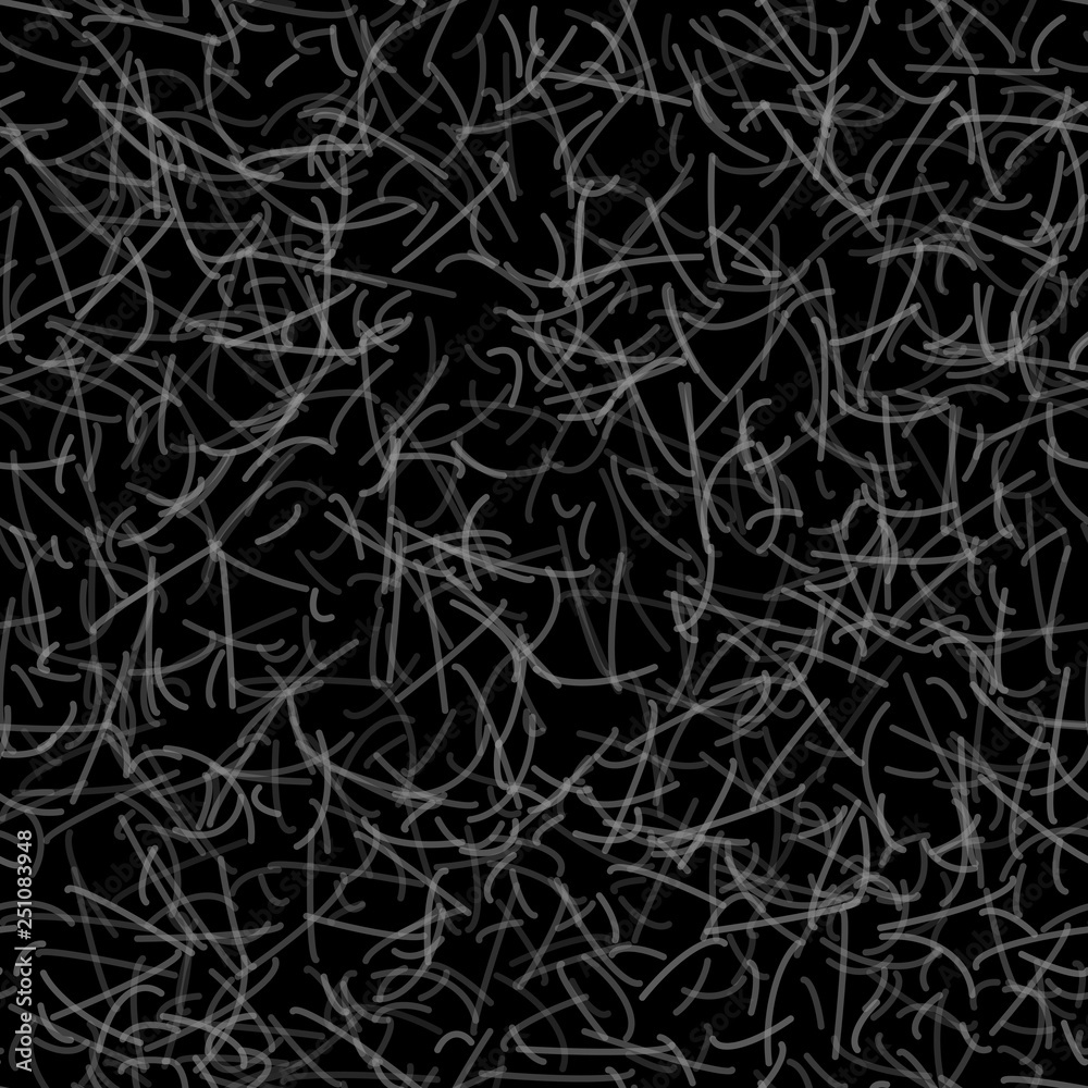 Abstract seamless pattern of randomly arranged curves in black and white colors Abstract seamless pattern of randomly arranged curves in black and white colors