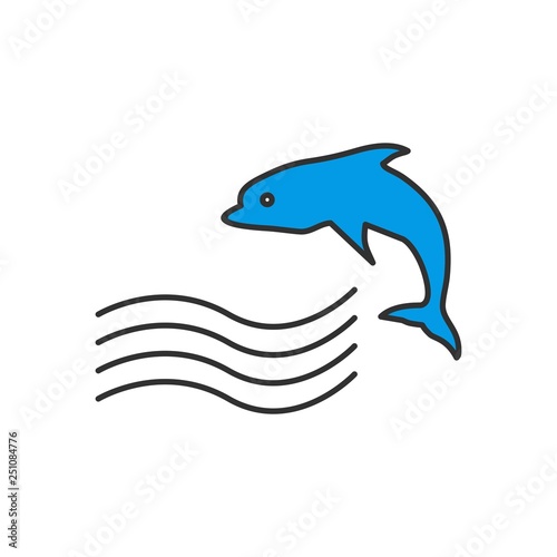 Vector Swimming Dolphin Icon