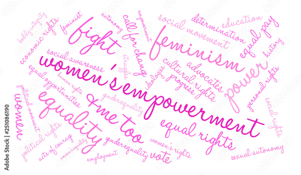 Women's Empowerment Word Cloud on a white background. Stock Vector
