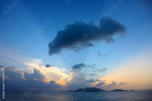 The sun sets behind Jost Van Dyke and Little Jost Van Dyke in the British Virgin Islands on July 28.