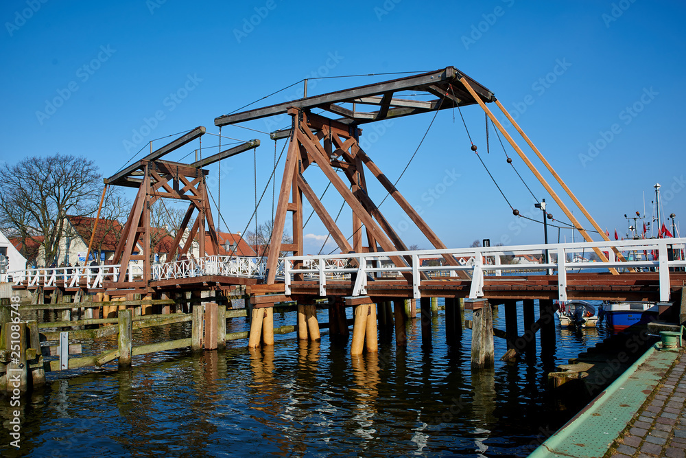 wooden bridge in Greifswald Wieck night scenery