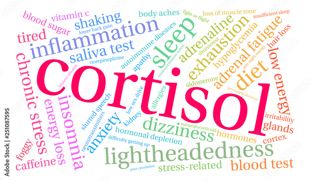 Fototapeta premium Cortisol Word Cloud on a white background. 