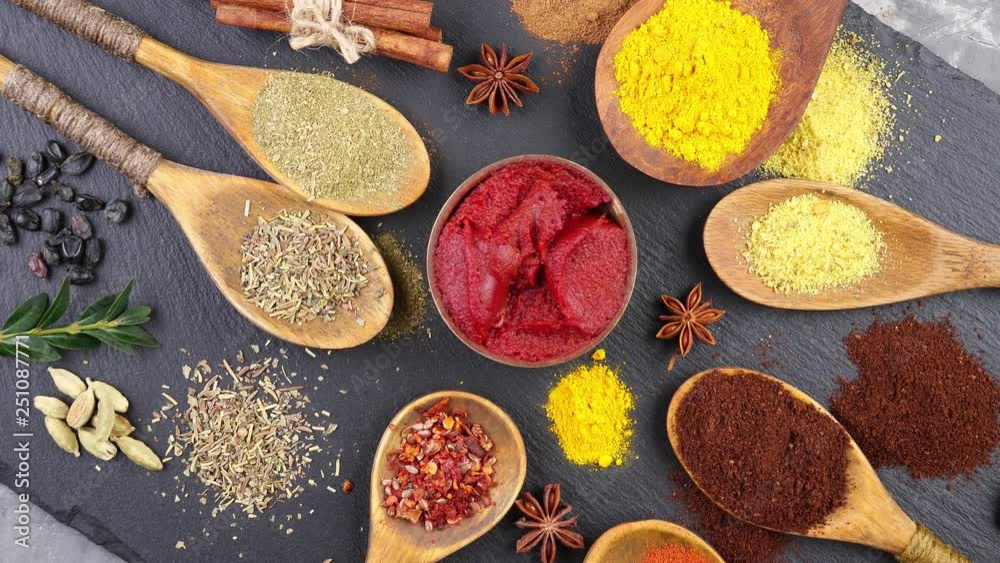 Spices and seasonings for cooking in the composition on the table Spices and seasonings for cooking in the composition on the table