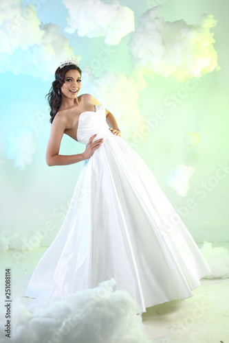 Lovely Asian Beautiful Woman bride white wedding