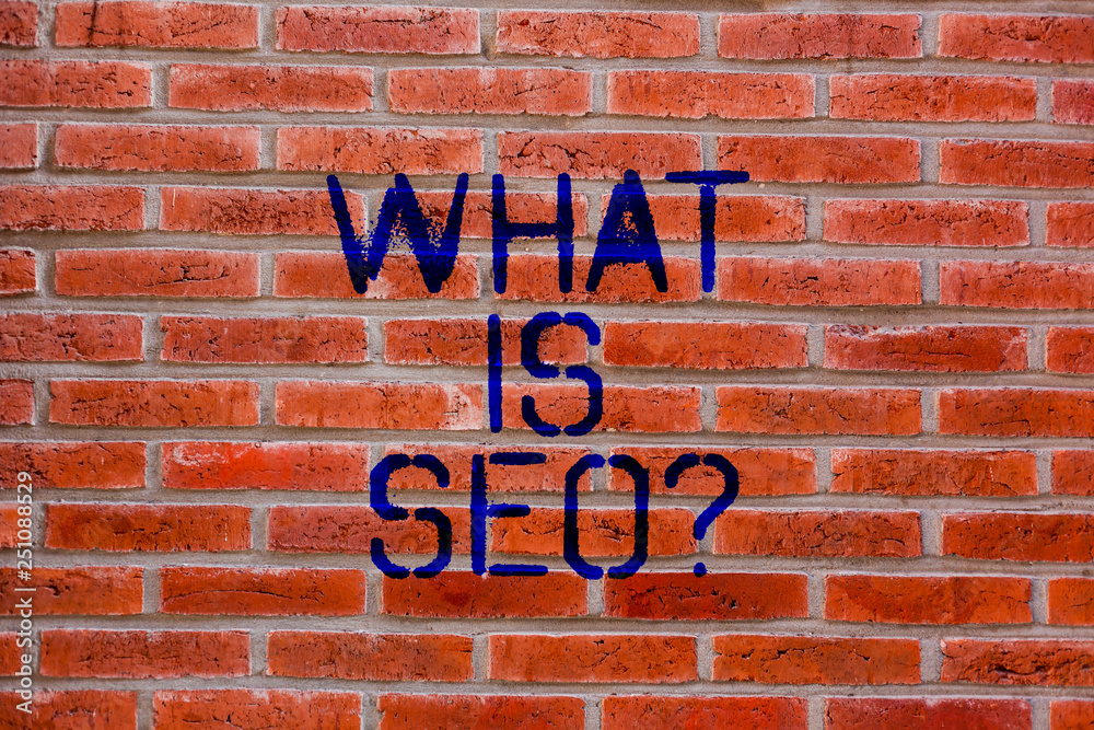 Text sign showing What Is Seo. Conceptual photo Search Engine Keywording Marketing Online searching Strategies Brick Wall art like Graffiti motivational call written on the wall Text sign showing What Is Seo. Conceptual photo Search Engine Keywording Marketing Online searching Strategies Brick Wall art like Graffiti motivational call written on the wall