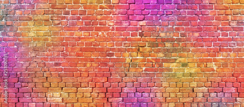 Colorful brickwork texture. Colored brick wall background